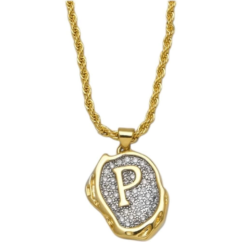 Gold Plated and Silver P Initial Pendant Necklace